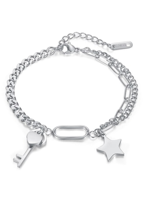 [1294] steel bracelet Stainless steel Key Minimalist Link Bracelet